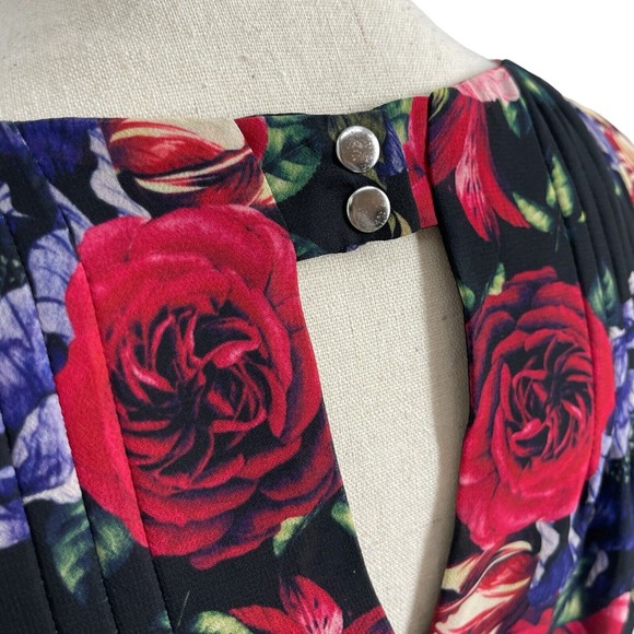 Modcloth Womens Flaunts And Needs Rose Floral Print Chiffon Sleeveless Dress S - Picture 14 of 14